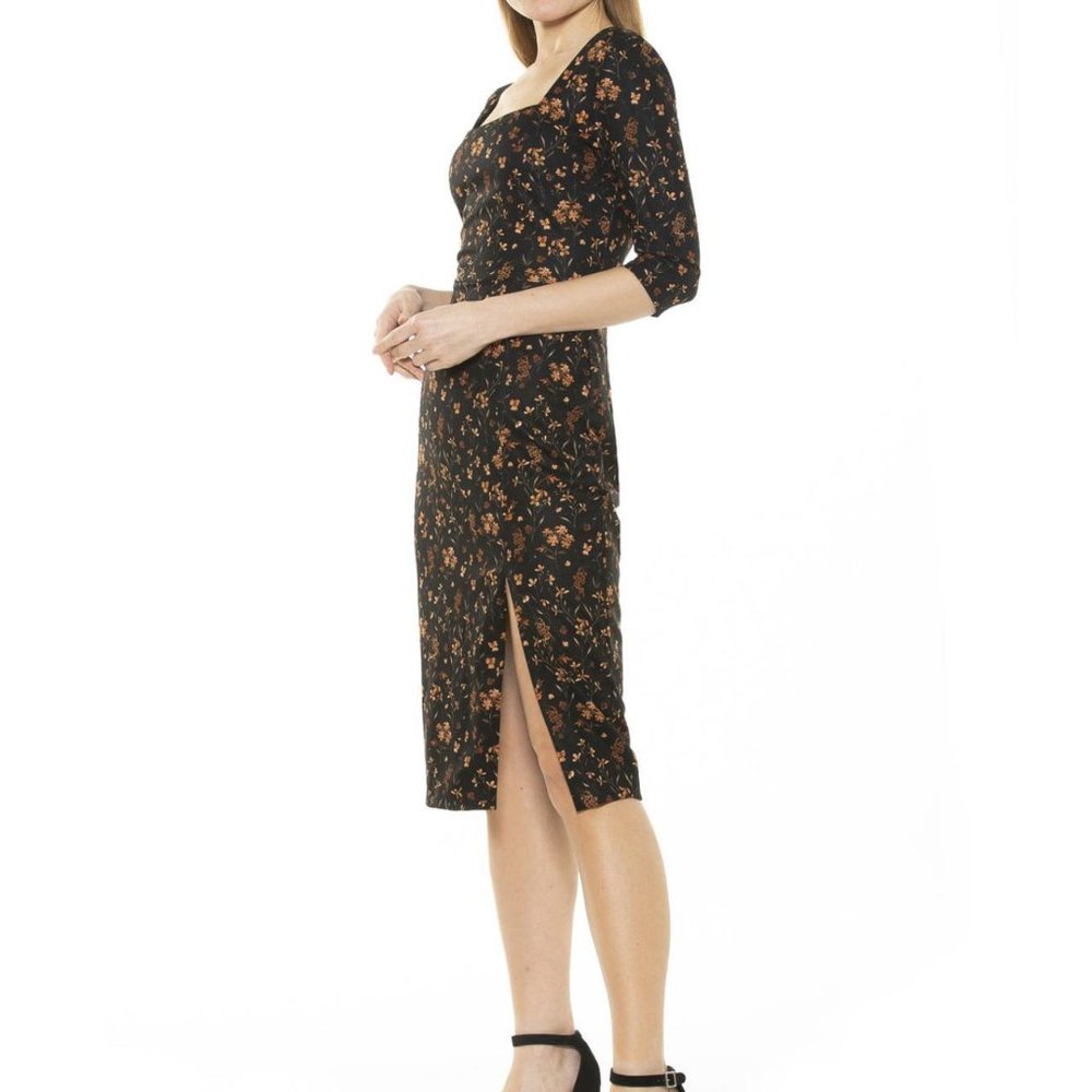 Alexia Admor Emily Square Neck Midi Dress Size Small